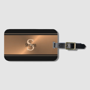 Étiquette À Bagage Masculine Noir Bronze Monogramme Hommes Personnali