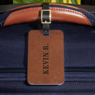 Étiquette À Bagage Masculine texture en cuir Brown
