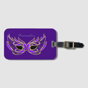 Étiquette À Bagage Masque de Mascarade Violet Personnalisé