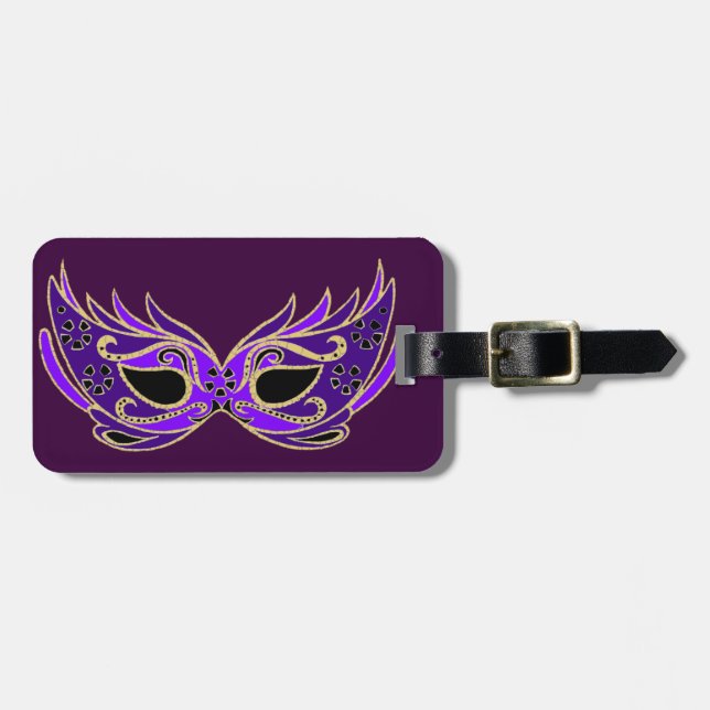 Étiquette À Bagage Masque masqué royal violet (Devant horizontal)