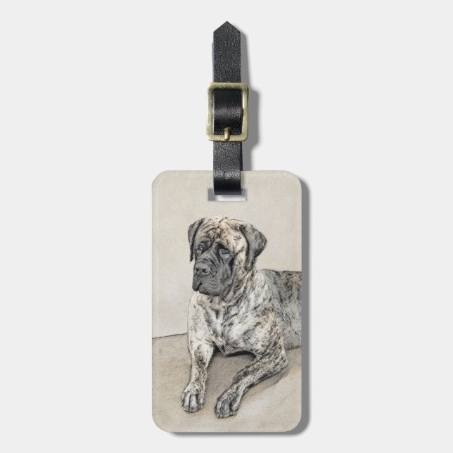 Étiquette À Bagage Mastiff anglais (Brindle) Peinture - Chien Art (Devant Vertical)