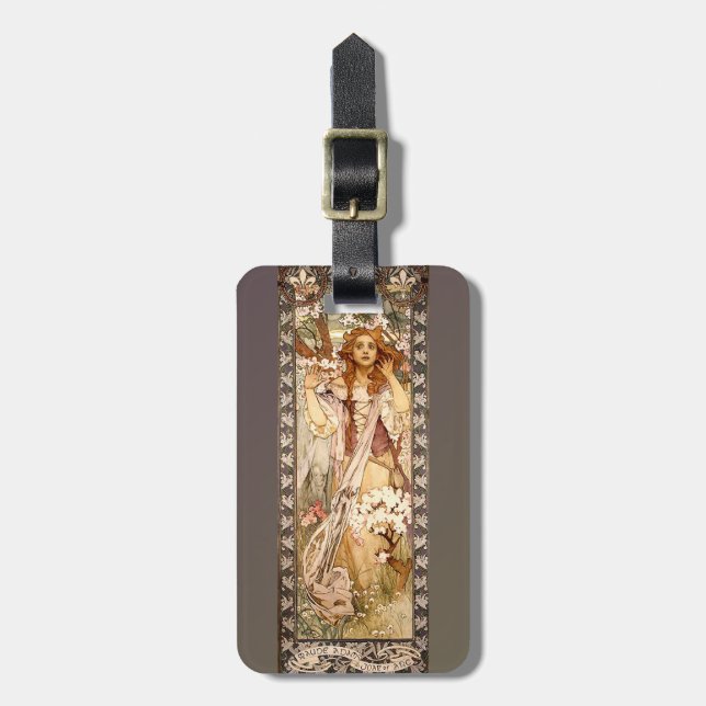 Étiquette À Bagage Maude Adams d'Alphonse Mucha comme Jeanne d'Arc (Devant Vertical)