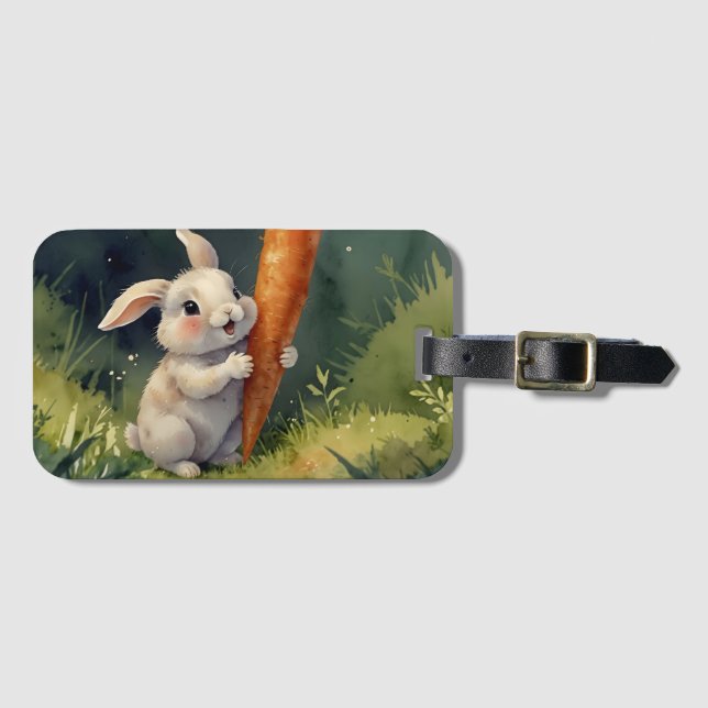 Étiquette À Bagage Meadow Bunny Dreams : Balises de bagages Whimsical (Devant Horizontal)
