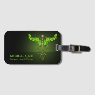 Étiquette À Bagage Médicale holistique alternatif Caduceus Feuilles v