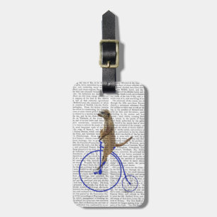Étiquette À Bagage Meerkat Sur Blue Penny Farthing