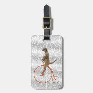 Étiquette À Bagage Meerkat sur Orange Penny Farthing