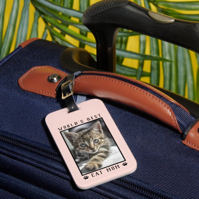 Étiquette À Bagage Meilleur Chat Mondial Maman Empreintes de pattes P (Insitu Rectoal 1)