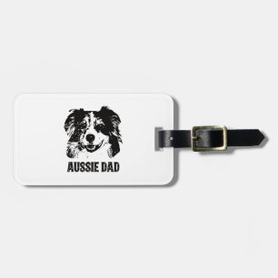 Étiquette À Bagage Mens Aussie Papa - Australian Shepherd Chien Papa