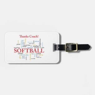 Étiquette À Bagage Merci Les Mots De L'Entraîneur Softball Du Groupe,