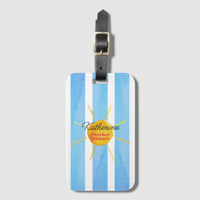 Étiquette À Bagage Mère coureuse Yellow Sunshine Aquarelle personnali (Devant Vertical)