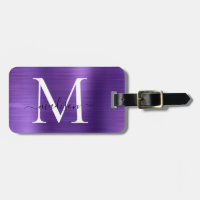 Métal brossé violet foncé Script Monogramme mou