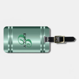 Étiquette À Bagage Metallo Pastel Vert Design Acier Inoxydable Look