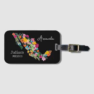 Étiquette À Bagage Mexique Floral Destination Mariage Nom du cadeau