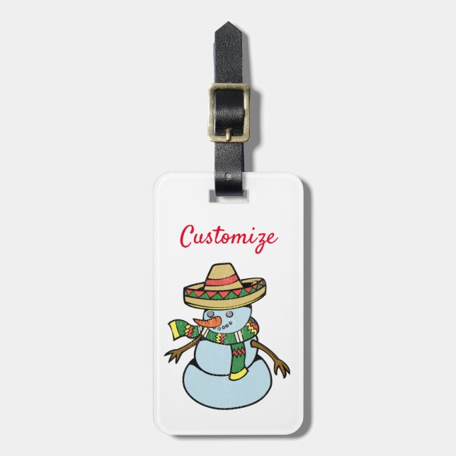 Étiquette À Bagage Mexique Sombrero Père Noël Thunder_Cove (Devant Vertical)