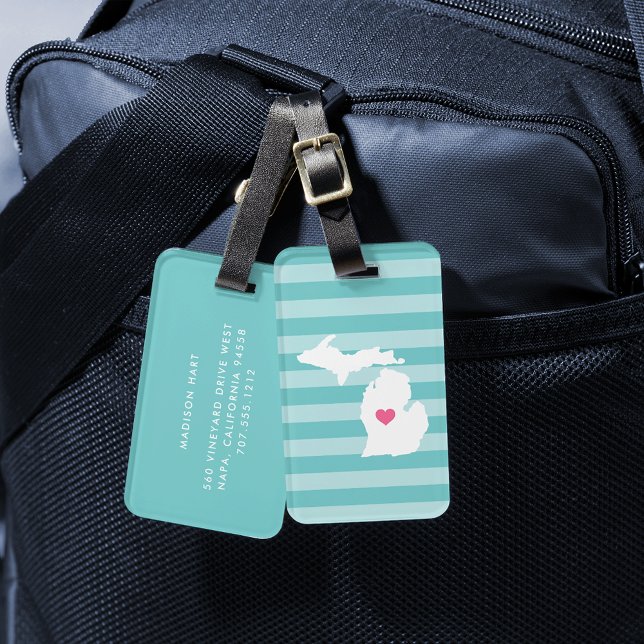 Étiquette À Bagage Michigan Heart | État d'origine (Créateur téléchargé)
