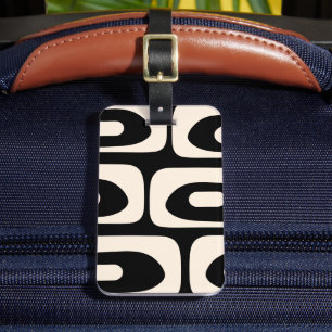 Étiquette À Bagage Mid Century Abstrait moderne minimal Noir & Crème