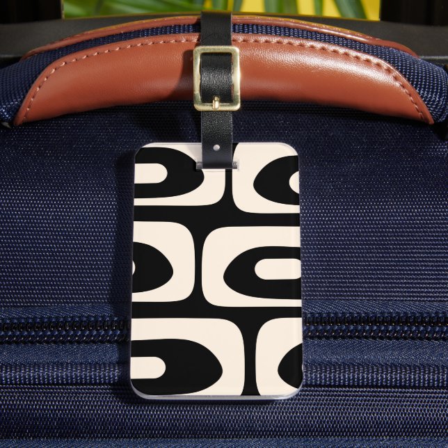 Étiquette À Bagage Mid Century Abstrait moderne minimal Noir & Crème (Insitu Rectoal 2)