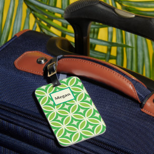 Étiquette À Bagage Mid Century Green Starburts sur cercles personnali