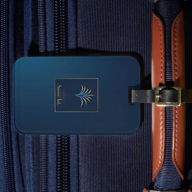 Étiquette À Bagage Midnight Palm Collection Navy Blue & Gold (Insitu Rectoal 4)