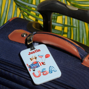 Étiquette À Bagage Mignon pilote patriotique Cerf personnalisé