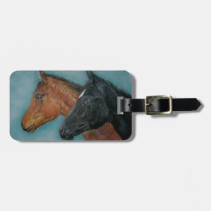 Étiquette À Bagage mignon poulain noir poulain colt portrait cheval