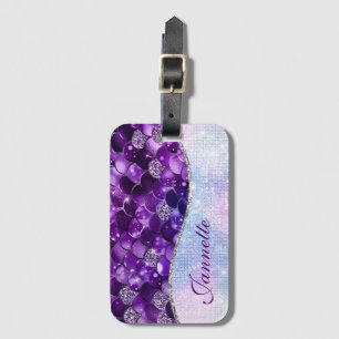 Étiquette À Bagage Mignonne Iridescente Purple Sirène Faux Parties sc