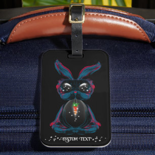 Étiquette À Bagage Mignonne lapin aux yeux de lumière dans Yoga Pose 