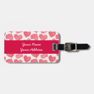 Étiquette À Bagage Mignonne Rouge Doodled Heart Valentine's Day Motif