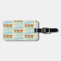 mignonne shiba inu marche en ligne étiquette bagag