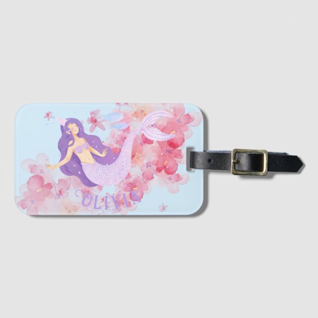 Étiquette À Bagage Mignonne sirène sous la mer pour les filles (Devant Horizontal)