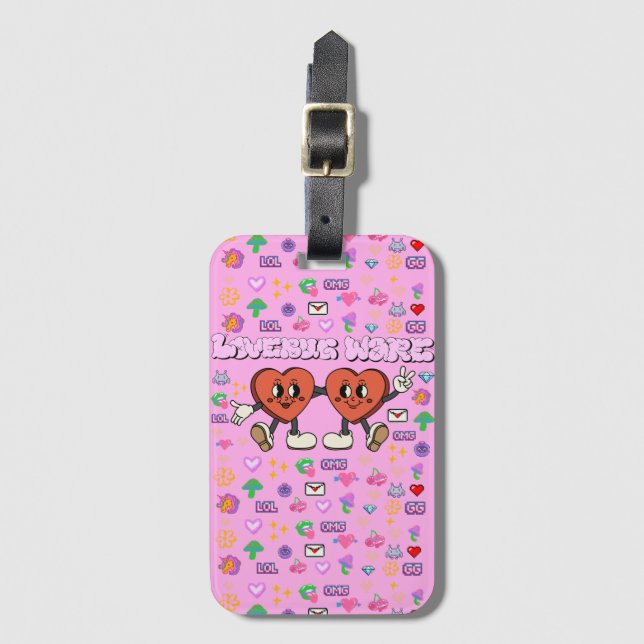 Étiquette À Bagage Mikitiez personnalisé valentine drôle lovebug logi (Devant Vertical)