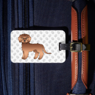 Étiquette À Bagage Mini Goldendoodle Rouge Mignon Chien de Dessin Ani