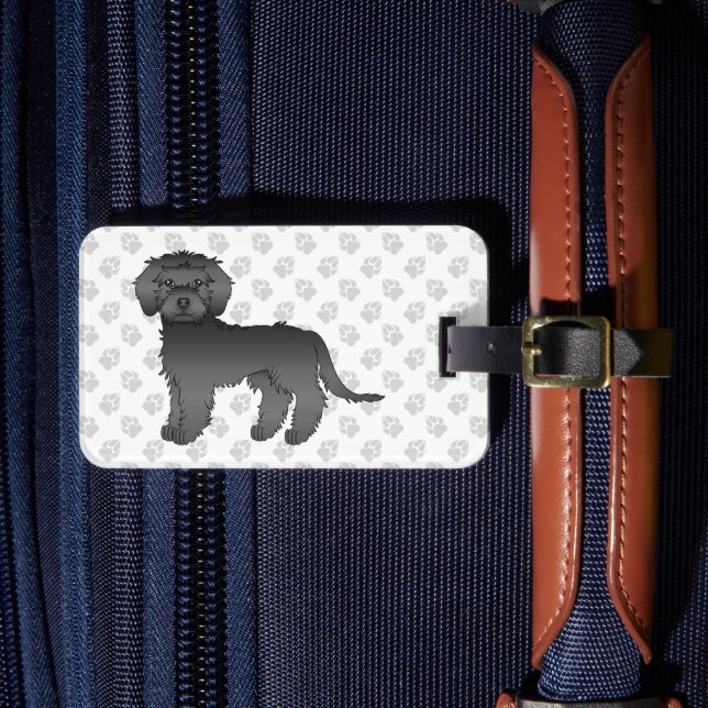 Étiquette À Bagage Mini noir Goldendoodle chien de dessin (Insitu Rectoal 4)