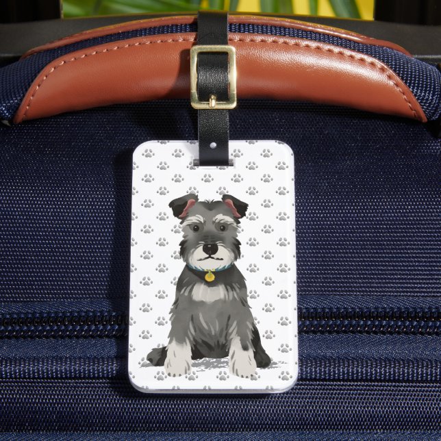 Étiquette À Bagage Mini Schnauzer mignon (Insitu Rectoal 2)