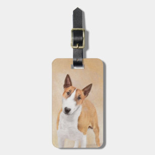 Étiquette À Bagage Miniature Taureau Terrier Peinture - Joli Original