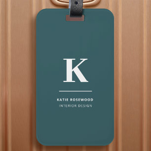 Étiquette À Bagage Minimaliste Fumée Vert moderne Grand initial