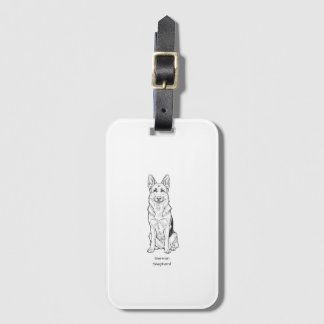Étiquette À Bagage Minimaliste Ligne d'Art de Chien de Berger Alleman