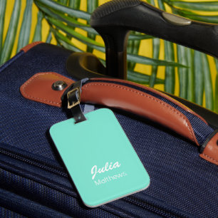 Étiquette À Bagage minimaliste personnalisé vert menthe