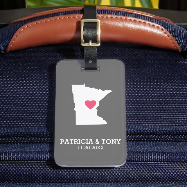 Étiquette À Bagage Minnesota Accueil Amour d'État avec Coeur Optinal (Insitu Rectoal 2)