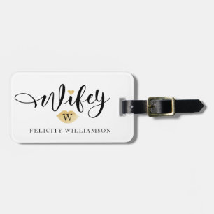 Étiquette À Bagage Mme Black de Wifey   et monogramme de nouveaux
