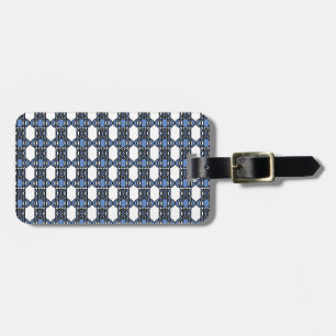 Étiquette À Bagage Mod Retro Blue Abstrait Scarab Motif