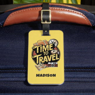 Étiquette À Bagage Mode Vacances Voyage sur mesure Jaune personnalisé
