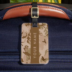 Étiquette À Bagage Modèle de camouflage du désert, Votre nom, Personn