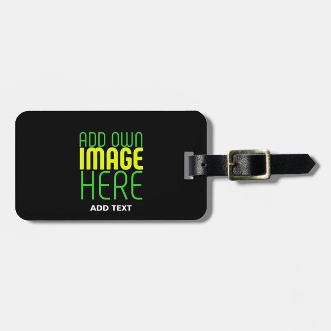 ÉTIQUETTE À BAGAGE MODÈLE DE TEXTE D'IMAGE NOIRE SIMPLE ET MODERNE (Devant horizontal)