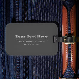 Étiquette À Bagage Modèle de texte rétro-modern éditable Gris foncé