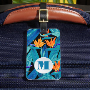 Étiquette À Bagage Modèle floral monogramme