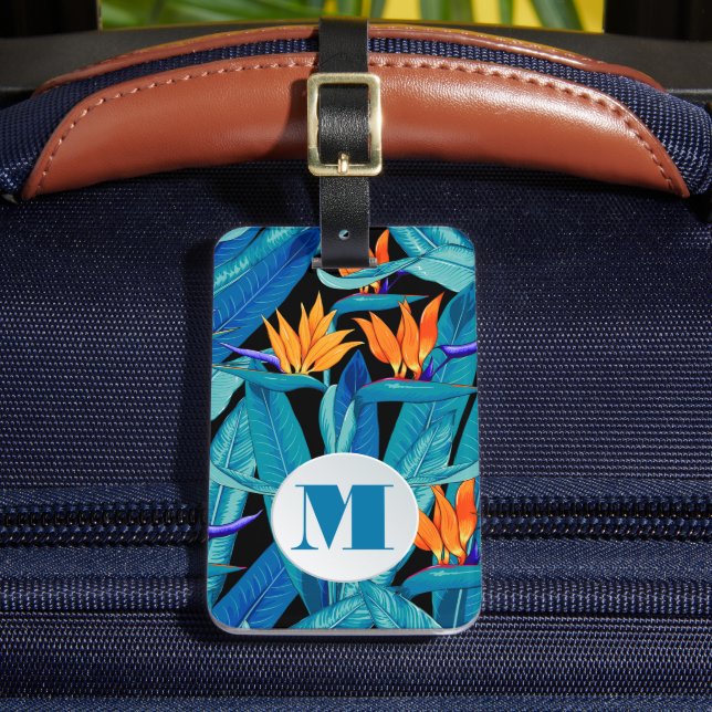 Étiquette À Bagage Modèle floral monogramme (Insitu Rectoal 2)