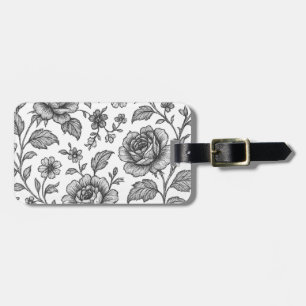 Étiquette À Bagage Modèle Floral Rose vintage