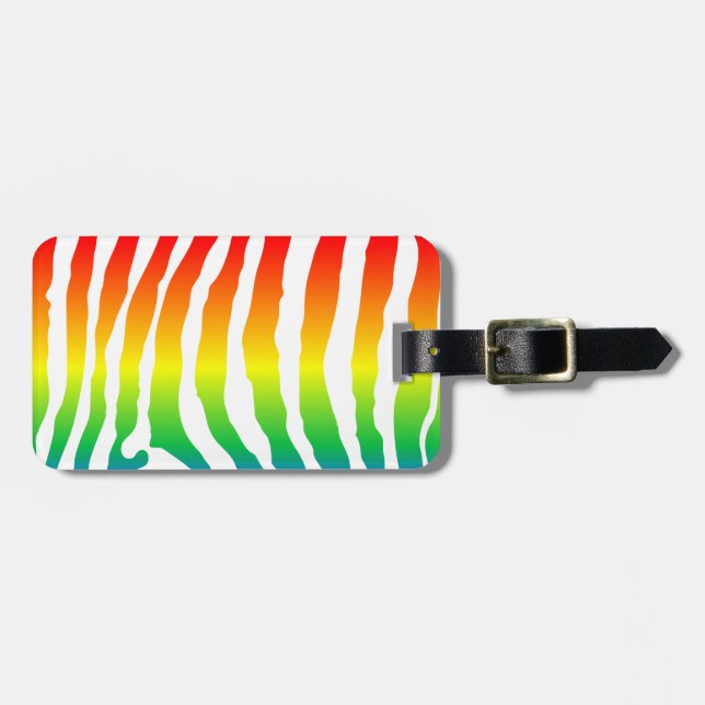 Étiquette À Bagage Modèle Rainbow Zebra (Devant horizontal)