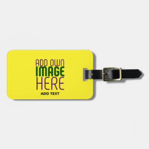 ÉTIQUETTE À BAGAGE MODÈLE TEXTE D'IMAGE JAUNE LUMINEUSE MODERNE